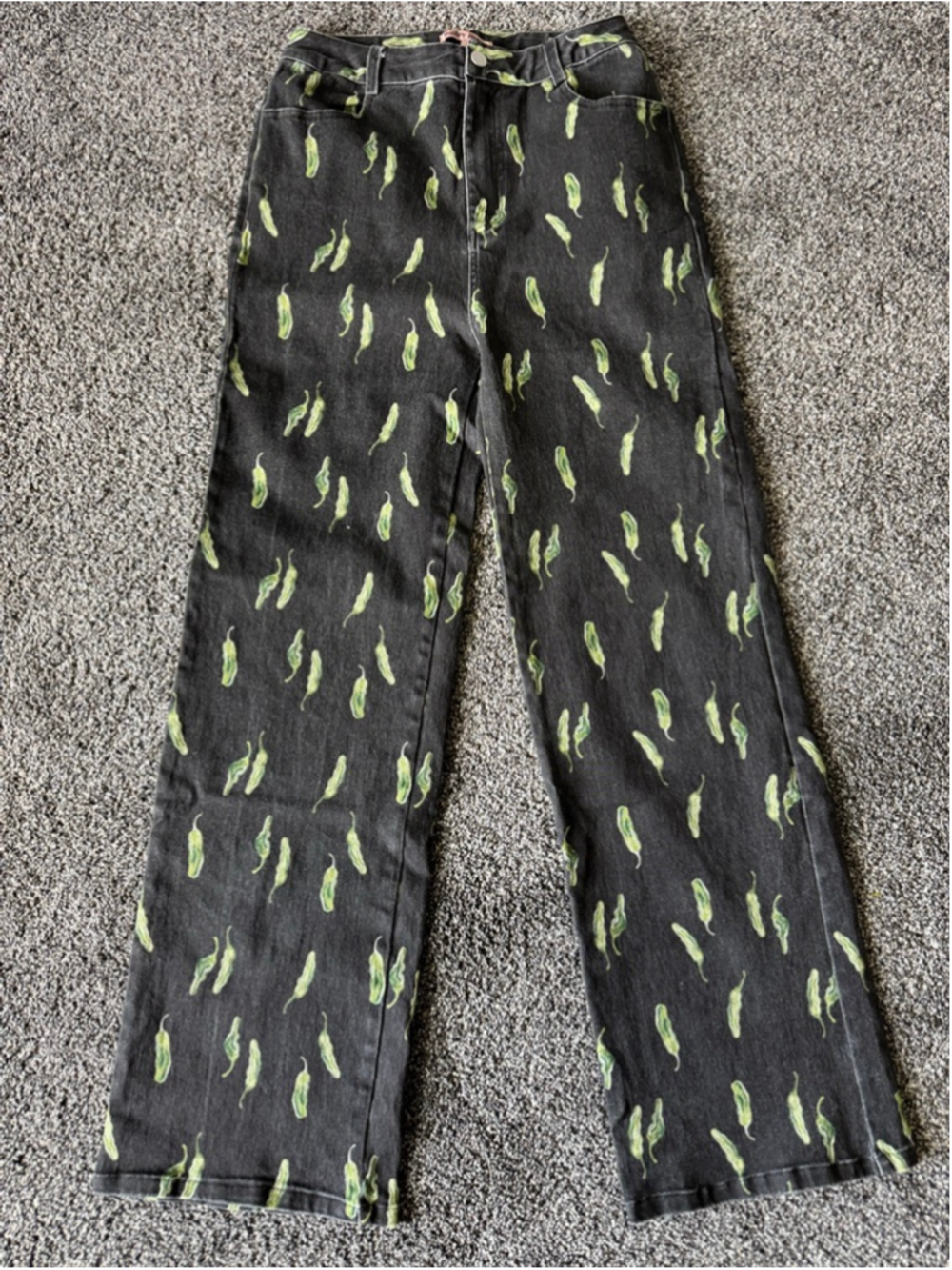 Women's Bailey Rose Black & Green Pepper Print Wide Leg Jeans S - Picture 2 of 11